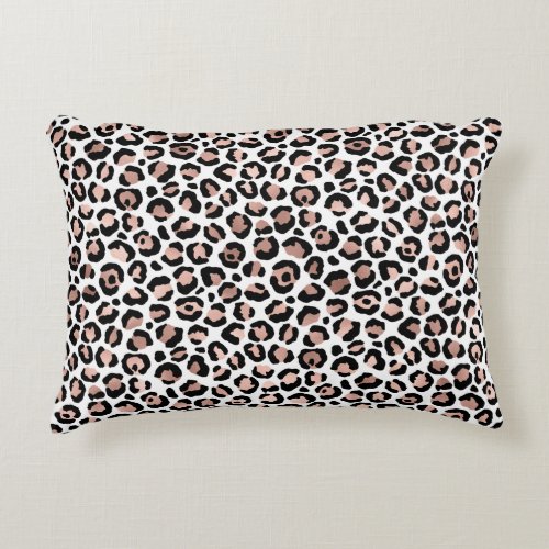 Rose Gold Black Leopard print cheetah trendy  Accent Pillow
