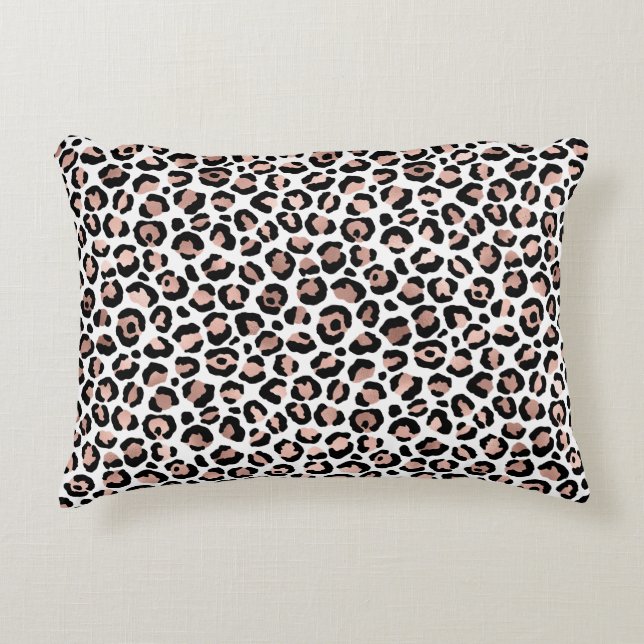 Rose Gold Black Leopard print cheetah trendy  Accent Pillow (Front)