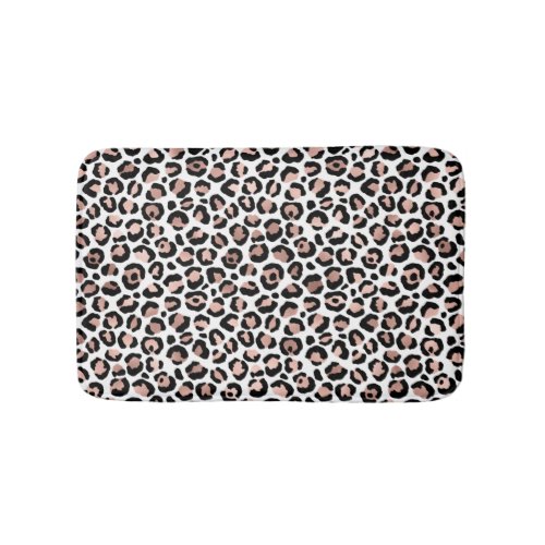 Rose Gold Black Leopard print cheetah trendy  Bath Mat