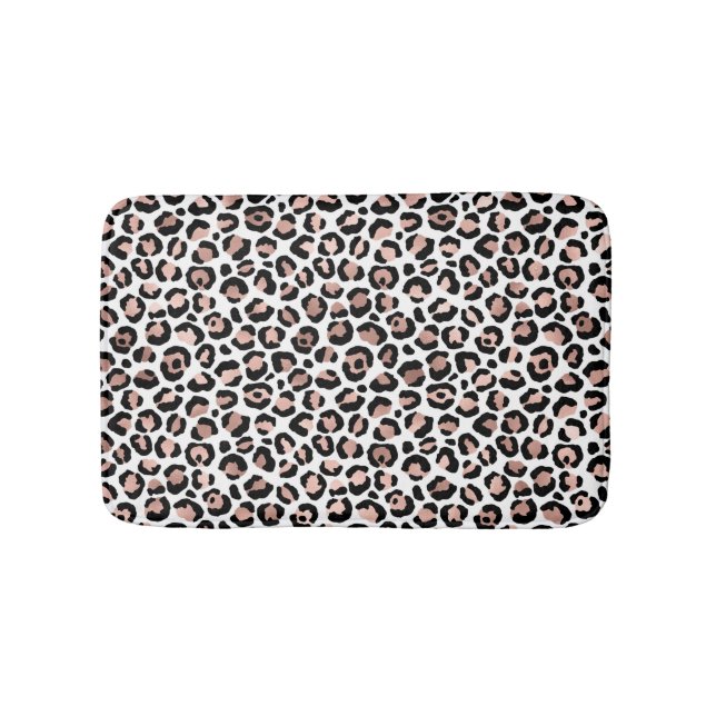 Rose Gold Black Leopard print cheetah trendy  Bath Mat (Front)
