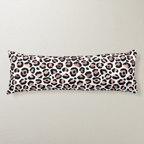 Rose Gold Black Leopard print cheetah trendy  Body Pillow