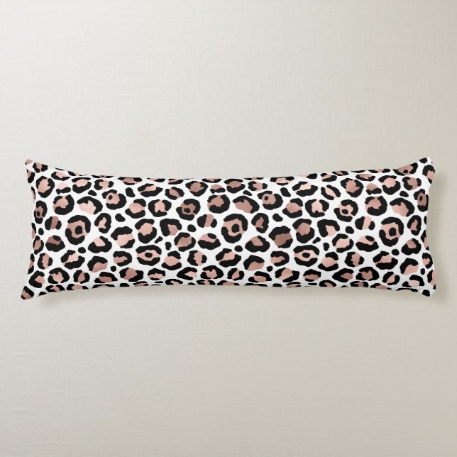 Rose Gold Black Leopard print cheetah trendy  Body Pillow (Front)