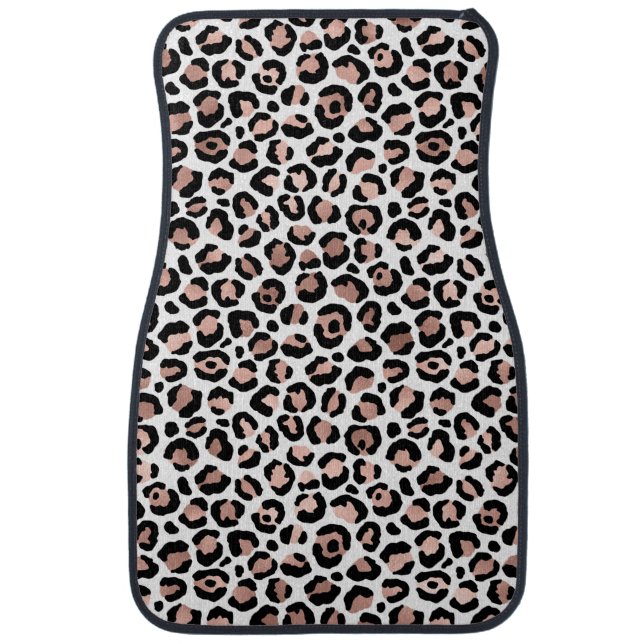 Rose Gold Black Leopard print cheetah trendy  Car Floor Mat (Front)