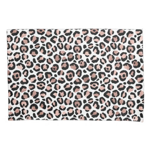 Rose Gold Black Leopard print cheetah trendy Pillow Case