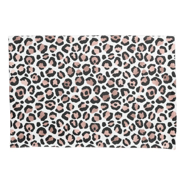 Rose Gold Black Leopard print cheetah trendy Pillow Case (Front-Left)