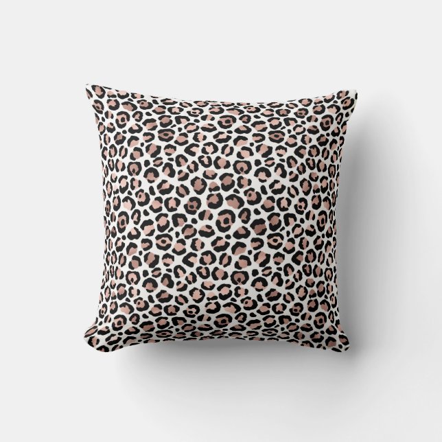 Rose Gold Black Leopard print cheetah trendy Throw Pillow (Front)