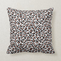 Rose Gold Black Leopard print cheetah trendy Throw Pillow