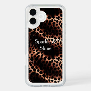 Rose Gold Black Leopard Print iPhone 16 Plus Case