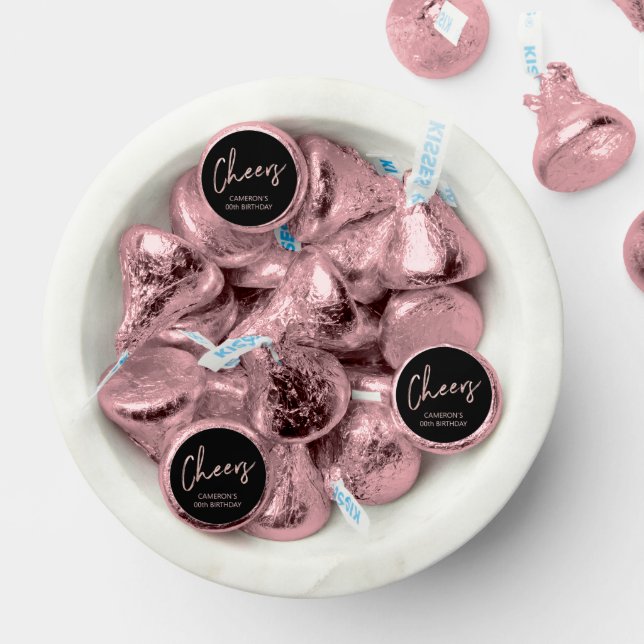 Rose gold & Black Lettering Cheers Birthday Party Hershey®'s Kisses® (Assorted)