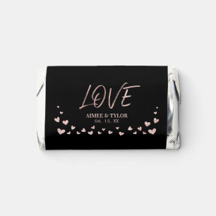 Rose gold & Black Lettering Love Custom Wedding Hershey's Miniatures