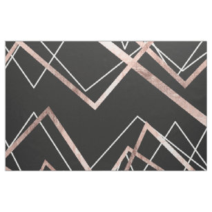 Rose Gold Black Linear Triangle Abstract Pattern Fabric