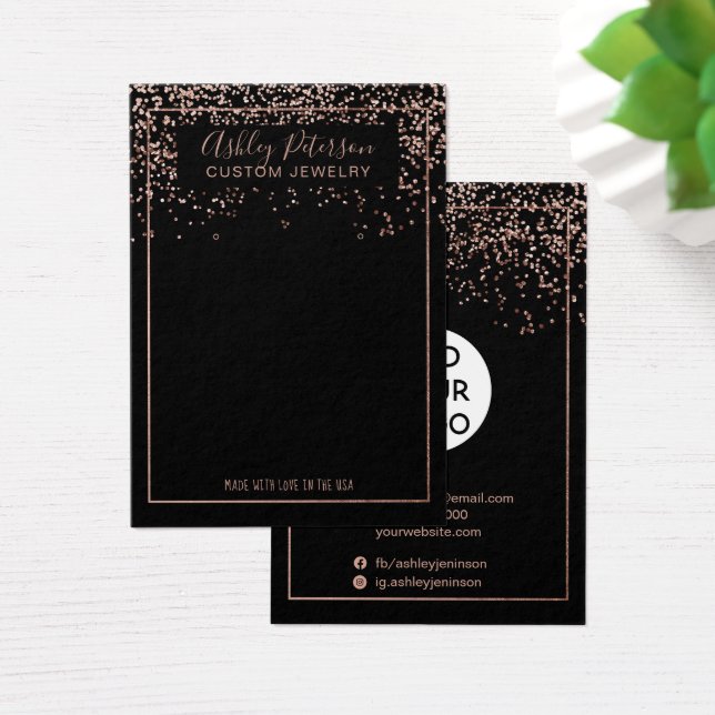 Rose gold black logo jewelry earring display (Desk)