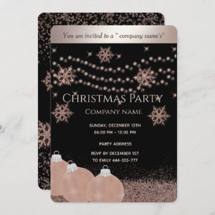 Rose gold /black luxury corporate Christmas party Invitation