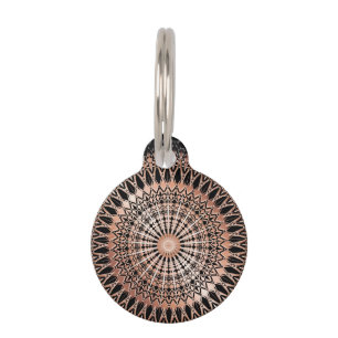 Rose Gold Black Mandala Add Name And Address Pet ID Tag