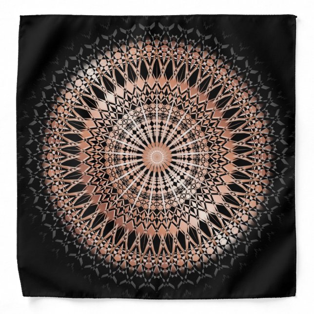 Rose Gold Black Mandala Bandana (Front)