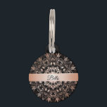 Rose Gold Black Mandala Dog´s Name Your Address Pet ID Tag<br><div class="desc">Elegant cute rose gold mandala on a black background. Customize this pet tag with your pet´s name on the front- and backside. As well as your name and address on the backside.</div>