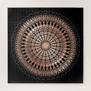 Rose Gold Black Mandala Jigsaw Puzzle