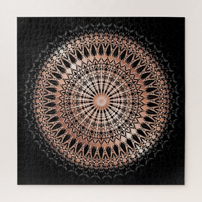 Rose Gold Black Mandala Jigsaw Puzzle (Vertical)