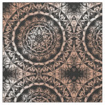 Rose Gold Black Mandala Pattern Fabric