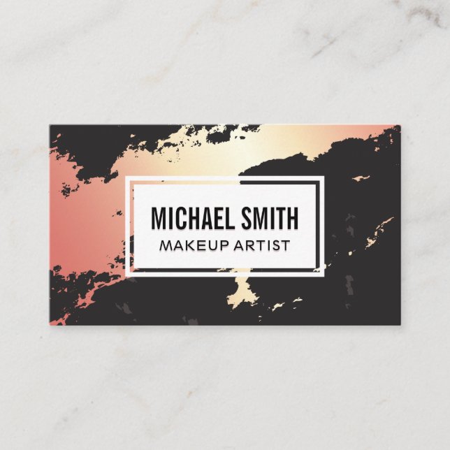 Rose Gold Black Marble Background Business Card (Front)