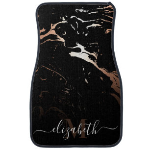 Rose Gold Black Marble Car Floor Mat