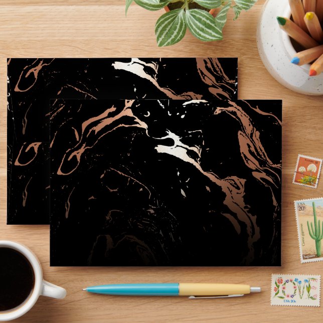 Rose Gold Black Marble Envelope (Desk)