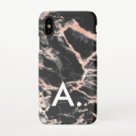 Rose Gold & Black Marble Monogram Custom Initial  iPhone X Case<br><div class="desc">Personalize by adding your own initial.</div>