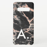 Rose Gold & Black Marble Monogram Custom Initial Samsung Galaxy S10  Case<br><div class="desc">Personalize by adding your own initial.</div>