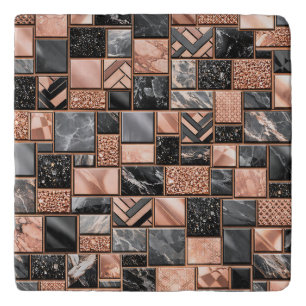 Rose Gold Black Marble Mosaic Trivet