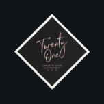 Rose Gold & Black Modern Adult 21st Birthday Party Napkins<br><div class="desc">This custom paper napkin will add stylish detail to your 21st birthday celebration. This design features simple chic rose gold lettering "Twenty One" with custom text. Matching invitations and party supplies are available in my shop BaraBomDesign.</div>