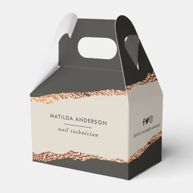 Rose gold black modern elegant budget favor favor boxes (Front Side)