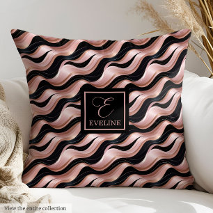 Rose Gold & Black Pillow Lux Monogram Wedding Gift