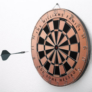 Rose Gold Black Pink Custom Name Elegant Feminine  Dart Board