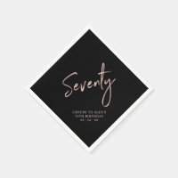 Rose gold Black Seventy Adult 70th Birthday Party