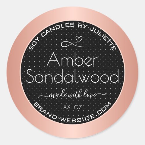 Rose Gold Black Soy Wax Candles Packaging Labels