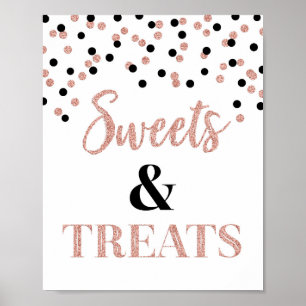 Rose Gold Black Sweets & Treats Dessert Table Poster