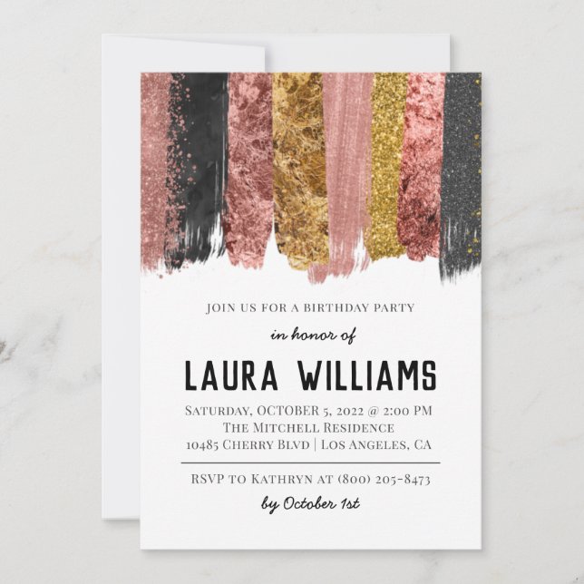 Rose Gold & Black Tape Birthday Invitation (Front)