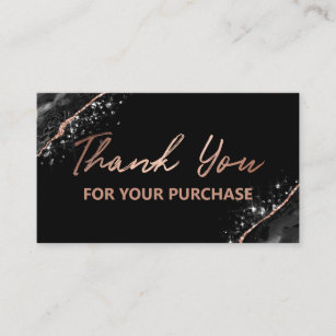 Rose Gold Black Thank You For Your Purchase Business Card