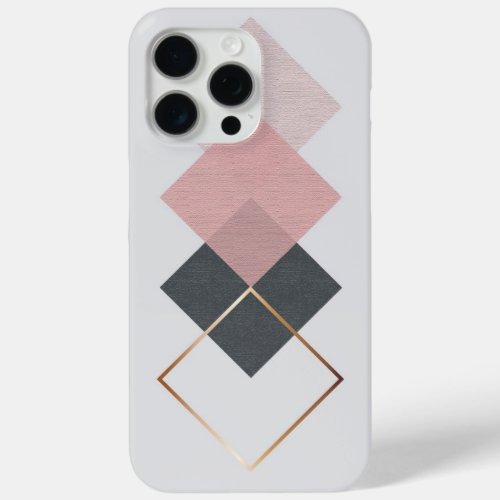 Rose GoldBlackWhite Geometric iPhone 15 Pro Max Case