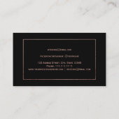 Rose gold black white wedding event planner photo business card (Back)
