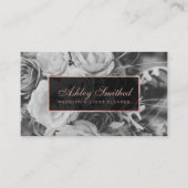 Rose gold black white wedding event planner photo business card (Front)