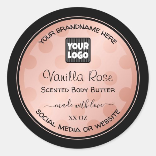 Rose Gold Black with Logo Product Packaging Labels