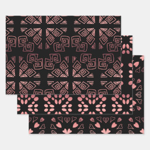 Rose Gold Black Wrapping Paper Sheets
