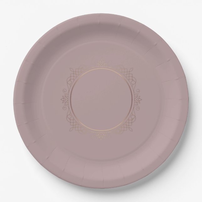 Rose Gold Blank Template Add Your Text Elegant Paper Plates (Front)