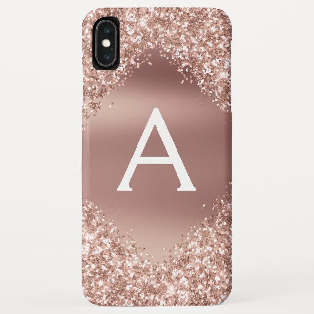 Rose Gold Bling Luxury Sparkle Glitter Monogram Case-Mate iPhone Case (Back)