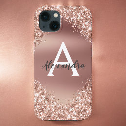 Rose Gold Bling Luxury Sparkle Glitter Monogram iPhone XS Max Case