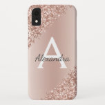 Rose Gold Bling Luxury Sparkle Glitter Monogram iPhone XR Case<br><div class="desc">Rose Gold - Blush Pink Bling Ombre Sparkle and Faux Glitter Girly Modern Luxury Elegant Monogram First Name and Initial Smart Phone Case. Please contact the designer for matching items</div>