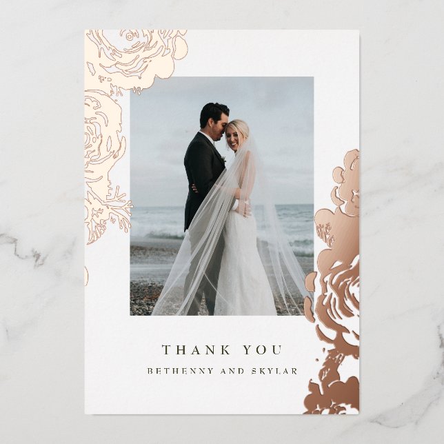 Rose Gold Bloom Foil Thank You Foil Invitation (Front)