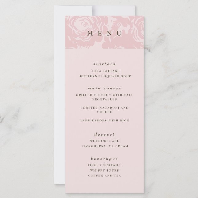 Rose Gold Bloom Wedding Menu (Front)
