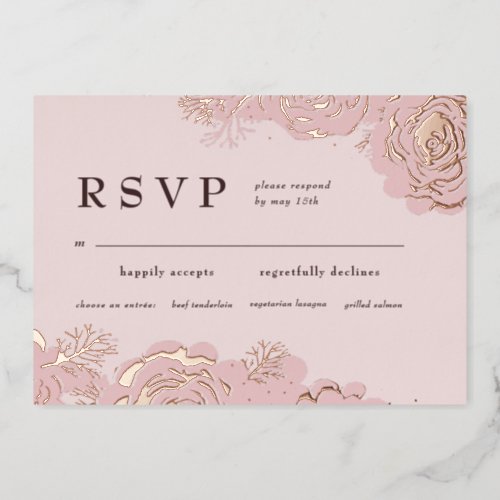 Rose Gold Blooms  Foil Invitation